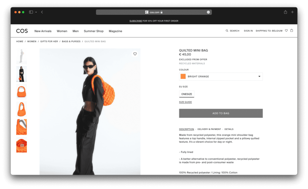 Voorbeeld COS outfit pseudo-set framing